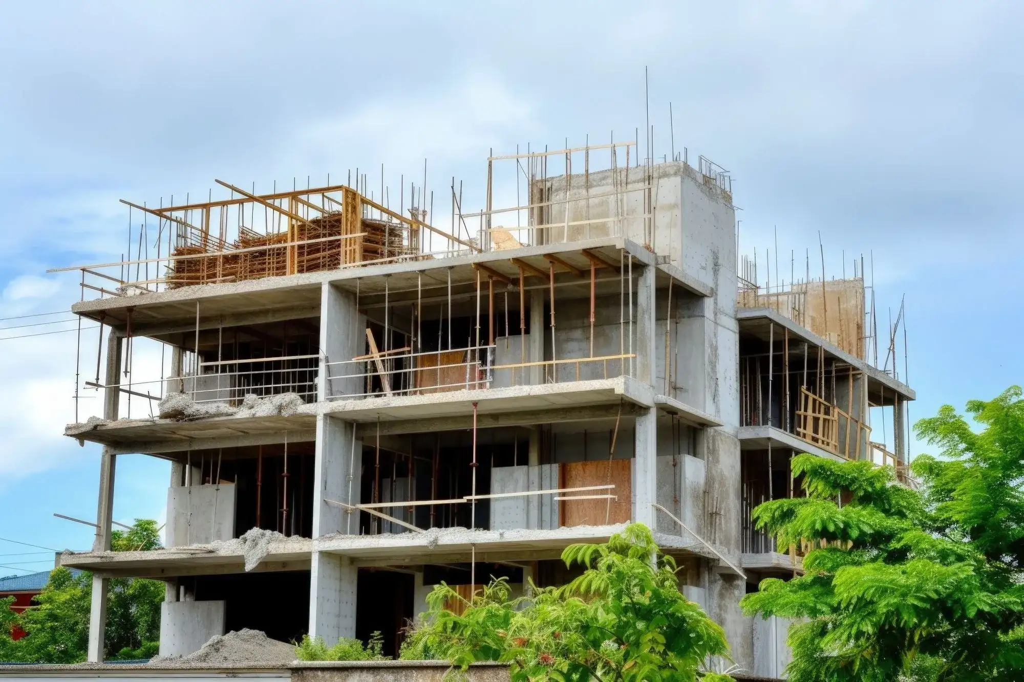 Architect with blueprint at a construction site